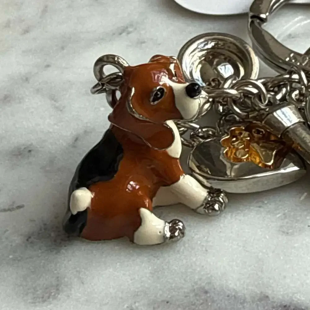Little Gifts Hand-Painted Beagle Dog Charm Keychain – New with Tag